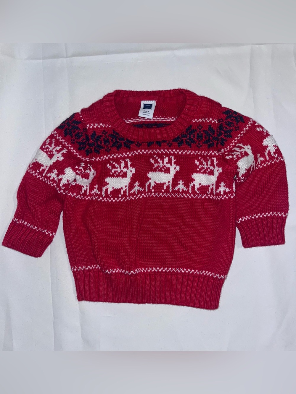 Janie and Jack Reindeer Fair Isle Sweater 3-6M